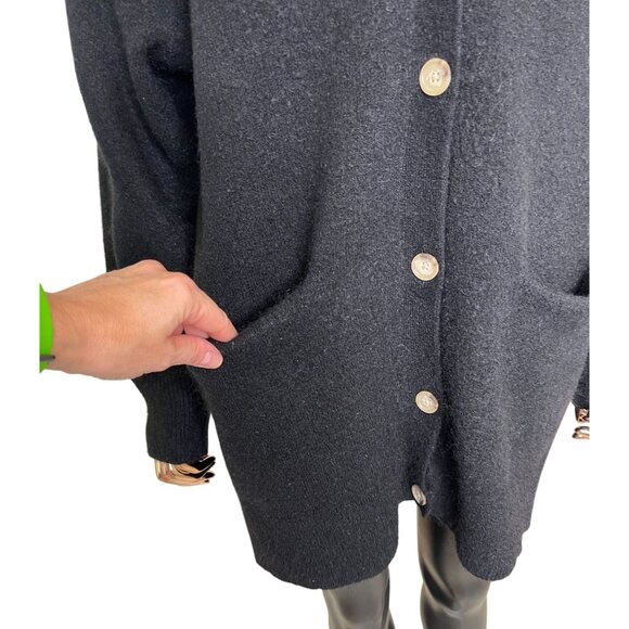 Wilfred Free Alpaca Wool Blend Longline Cardigan Black Oversized Cozy Fall Layer - Picture 8 of 13
